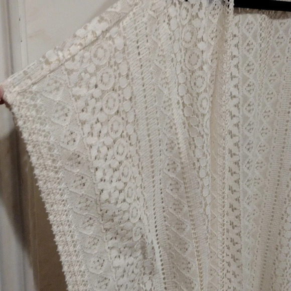 G by Guess Ivory Lace Anita Fringe Kimono Cardigan Sz XS/S-Boho Hippie Romantic - Picture 4 of 7